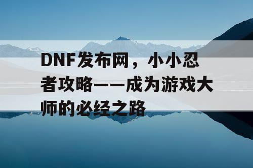 DNF发布网，小小忍者攻略——成为游戏大师的必经之路