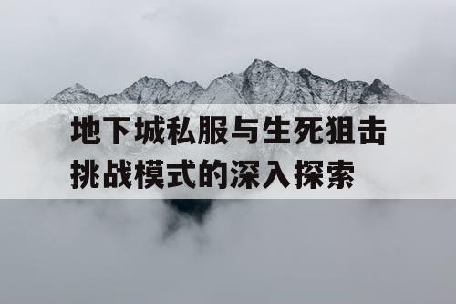 地下城私服与生死狙击挑战模式的深入探索